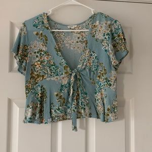 floral tie front top